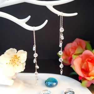 NEW 925 Crystal Tassel Thread Earrings